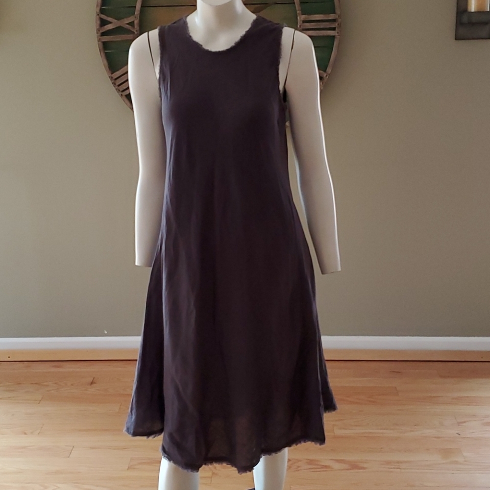 Magaschoni linen dress with raw edges